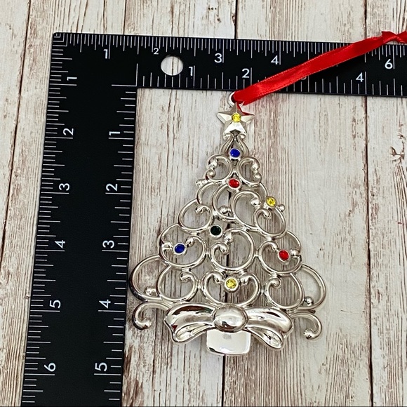 LENOX Sparkle and Scroll Multi-Crystal Silver-plate Tree Ornament - Picture 2 of 11